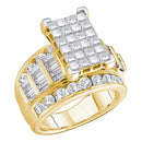 14kt Yellow Gold Women's Princess Diamond Cluster Bridal Wedding Engagement Ring 5.00 Cttw - FREE Shipping (US/CAN)-Gold & Diamond Engagement & Anniversary Rings-6-JadeMoghul Inc.