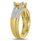 14kt Yellow Gold Womens Princess Diamond Cluster Bridal Wedding Engagement Ring Band Set 1.00 Cttw-Gold & Diamond Wedding Ring Sets-JadeMoghul Inc.