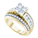 14kt Yellow Gold Women's Princess Diamond Elevated Cluster Bridal Wedding Engagement Ring 2.00 Cttw - FREE Shipping (US/CAN)-Gold & Diamond Engagement & Anniversary Rings-9-JadeMoghul Inc.