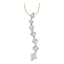 14kt Yellow Gold Women's Princess Diamond Graduated Journey Pendant 1-4 Cttw - FREE Shipping (US/CAN)-Gold & Diamond Pendants & Necklaces-JadeMoghul Inc.