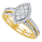 14kt Yellow Gold Womens Princess Diamond Marquise-shape Cluster Bridal Wedding Engagement Ring Band Set 3-4 Cttw-Gold & Diamond Wedding Ring Sets-JadeMoghul Inc.
