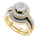 14kt Yellow Gold Women's Princess Diamond Soleil Bridal or Engagement Ring Band Set 1.00 Cttw-Gold & Diamond Wedding Jewelry-JadeMoghul Inc.