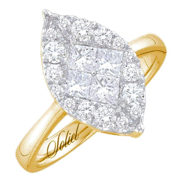 14kt Yellow Gold Womens Princess Diamond Soleil Cluster Bridal Wedding Engagement Ring 1/4 Cttw-Gold & Diamond Engagement & Anniversary Rings-10-JadeMoghul Inc.