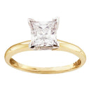 14kt Yellow Gold Womens Princess Diamond Solitaire Certified Bridal Wedding Engagement Ring 1.00 Cttw - FREE Shipping (US/CAN)-Gold & Diamond Engagement & Anniversary Rings-5-JadeMoghul Inc.
