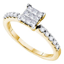 14kt Yellow Gold Women's Princess Diamond Square Cluster Slender Ring 1-2 Cttw - FREE Shipping (US/CAN)-Gold & Diamond Fashion Rings-JadeMoghul Inc.