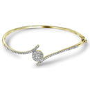 14kt Yellow Gold Women's Princess Round Diamond Soleil Bangle Bracelet 3-4 Cttw - FREE Shipping (US/CAN)-Gold & Diamond Bracelets-JadeMoghul Inc.
