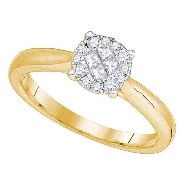 14kt Yellow Gold Women's Princess Round Diamond Soleil Cluster Bridal Wedding Engagement Ring 1/4 Cttw - FREE Shipping (US/CAN)-Gold & Diamond Engagement & Anniversary Rings-6-JadeMoghul Inc.