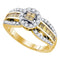 14kt Yellow Gold Women's Princess Yellow Color Enhanced Diamond Cluster Ring 3/4 Cttw - FREE Shipping (US/CAN)-Gold & Diamond Fashion Rings-6-JadeMoghul Inc.