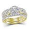 14kt Yellow Gold Womens Round 3-Piece Diamond Bridal Wedding Engagement Ring Band Set 1.00 Cttw-Gold & Diamond Wedding Ring Sets-9-JadeMoghul Inc.