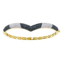 14kt Yellow Gold Women's Round Black Color Enhanced Diamond Bangle Bracelet 1-3-4 Cttw - FREE Shipping (US/CAN)-Gold & Diamond Bracelets-JadeMoghul Inc.