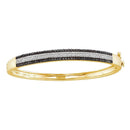 14kt Yellow Gold Women's Round Black Color Enhanced Diamond Bangle Bracelet 1-3-8 Cttw - FREE Shipping (US/CAN)-Gold & Diamond Bracelets-JadeMoghul Inc.