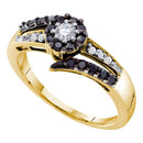 14kt Yellow Gold Women's Round Black Color Enhanced Diamond Solitaire Ring 1/2 Cttw - FREE Shipping (USA/CAN)-Gold & Diamond Engagement & Anniversary Rings-5-JadeMoghul Inc.