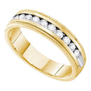 14kt Yellow Gold Women's Round Channel-set Diamond Single Row Wedding Band 1/2-Wedding Jewelry-5-JadeMoghul Inc.