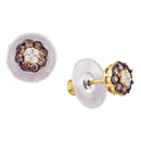 14kt Yellow Gold Women's Round Cognac-brown Color Enhanced Diamond Cluster Earrings 1-2 Cttw - FREE Shipping (US/CAN)-Gold & Diamond Earrings-JadeMoghul Inc.