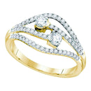 14kt Yellow Gold Womens Round Diamond 2-stone Bridal Wedding Engagement Ring 1-2 Cttw-Gold & Diamond Engagement & Anniversary Rings-JadeMoghul Inc.