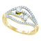 14kt Yellow Gold Womens Round Diamond 2-stone Bridal Wedding Engagement Ring 1-2 Cttw-Gold & Diamond Engagement & Anniversary Rings-JadeMoghul Inc.