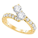 14kt Yellow Gold Women's Round Diamond 2-stone Bridal Wedding Engagement Ring 1.00 Cttw - FREE Shipping (US/CAN)-Gold & Diamond Engagement & Anniversary Rings-5-JadeMoghul Inc.