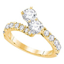 14kt Yellow Gold Women's Round Diamond 2-stone Hearts Together Bridal Wedding Engagement Ring 1-3/8 Cttw - FREE Shipping (US/CAN)-Gold & Diamond Engagement & Anniversary Rings-5-JadeMoghul Inc.