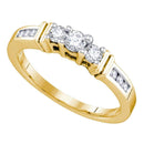 14kt Yellow Gold Women's Round Diamond 3-stone Bridal Wedding Engagement Ring 1/3 Cttw - FREE Shipping (US/CAN)-Gold & Diamond Engagement & Anniversary Rings-5-JadeMoghul Inc.