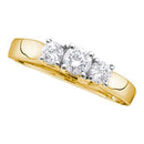 14kt Yellow Gold Women's Round Diamond 3-stone Bridal Wedding Engagement Ring 1/4 Cttw - FREE Shipping (US/CAN)-Gold & Diamond Engagement & Anniversary Rings-5.5-JadeMoghul Inc.