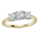 14kt Yellow Gold Women's Round Diamond 3-stone Bridal Wedding Engagement Ring 3/4 Cttw - FREE Shipping (US/CAN)-Gold & Diamond Engagement & Anniversary Rings-11-JadeMoghul Inc.