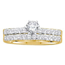 14kt Yellow Gold Women's Round Diamond Bridal Wedding Engagement Ring Band Set 1.00 Cttw - FREE Shipping (US/CAN)-Wedding Jewelry-5-JadeMoghul Inc.