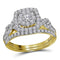 14kt Yellow Gold Womens Round Diamond Bridal Wedding Engagement Ring Band Set 1.00 Cttw-Gold & Diamond Wedding Ring Sets-JadeMoghul Inc.