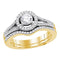 14kt Yellow Gold Womens Round Diamond Bridal Wedding Engagement Ring Band Set 1.00 Cttw-Gold & Diamond Wedding Ring Sets-JadeMoghul Inc.