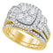 14kt Yellow Gold Women's Round Diamond Cluster Bridal Wedding Engagement Ring Band Set 2.00 Cttw - FREE Shipping (US/CAN)-Gold & Diamond Wedding Ring Sets-JadeMoghul Inc.