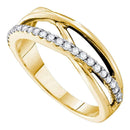14kt Yellow Gold Women's Round Diamond Crossover Band Ring 1/4 Cttw - FREE Shipping (US/CAN)-Rings And Bands-8-JadeMoghul Inc.
