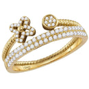 14kt Yellow Gold Women's Round Diamond Flower Bisected Stackable Band Ring 1-5 Cttw - FREE Shipping (US/CAN)-Rings And Bands-JadeMoghul Inc.