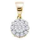 14kt Yellow Gold Women's Round Diamond Flower Cluster Pendant 1-4 Cttw - FREE Shipping (US/CAN)-Gold & Diamond Pendants & Necklaces-JadeMoghul Inc.