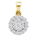14kt Yellow Gold Women's Round Diamond Flower Cluster Pendant 7-8 Cttw - FREE Shipping (US/CAN)-Gold & Diamond Pendants & Necklaces-JadeMoghul Inc.