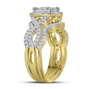 14kt Yellow Gold Women's Round Diamond Halo Bridal Wedding Engagement Ring Band Set 1-1-4 Cttw - FREE Shipping (US/CAN)-Wedding Jewelry-JadeMoghul Inc.