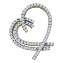 14kt Yellow Gold Women's Round Diamond Heart Outline Pendant 3-4 Cttw - FREE Shipping (US/CAN)-Gold & Diamond Pendants & Necklaces-JadeMoghul Inc.