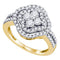 14kt Yellow Gold Women's Round Diamond Quatrefoil Cluster Ring 1.00 Cttw - FREE Shipping (US/CAN)-Gold & Diamond Fashion Rings-JadeMoghul Inc.
