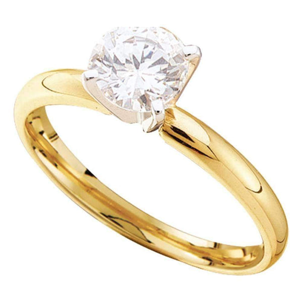 14kt Yellow Gold Womens Round Diamond Solitaire Bridal Wedding Engagement Ring 7/8 Cttw - FREE Shipping (US/CAN)-Gold & Diamond Engagement & Anniversary Rings-5-JadeMoghul Inc.