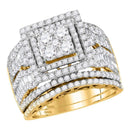 14kt Yellow Gold Women's Round Diamond Square Cluster Bridal Wedding Engagement Ring Band Set 2-5/8 Cttw - FREE Shipping (US/CAN)-Wedding Jewelry-5-JadeMoghul Inc.