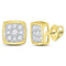 14kt Yellow Gold Womens Round Diamond Square Cluster Stud Earrings 1-2 Cttw-Gold & Diamond Earrings-JadeMoghul Inc.