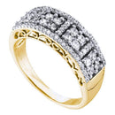14kt Yellow Gold Women's Round Diamond Symmetrical Square Cluster Band Ring 1/2 Cttw - FREE Shipping (US/CAN)-Rings And Bands-5-JadeMoghul Inc.