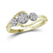 14kt Yellow Gold Womens Round Diamond Triple Cluster Ring 1/6 Cttw-Gold & Diamond Cluster Rings-5-JadeMoghul Inc.