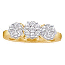 14kt Yellow Gold Women's Round Diamond Triple Flower Cluster Ring 1-1/2 Cttw - FREE Shipping (US/CAN)-Rings And Bands-5-JadeMoghul Inc.