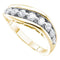 14kt Yellow Gold Women's Round Pave-set Diamond Arched Band 1/2 Cttw - FREE Shipping (US/CAN)-Gold & Diamond Bands-5-JadeMoghul Inc.