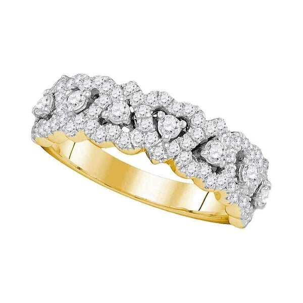 14kt Yellow Gold Women's Round Pave-set Diamond Heart Band 3-4 Cttw - FREE Shipping (US/CAN)-Gold & Diamond Bands-JadeMoghul Inc.