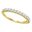 14kt Yellow Gold Women's Round Pave-set Diamond Single Row Wedding Band 1-2 Cttw - FREE Shipping (US/CAN)-Gold & Diamond Wedding Jewelry-JadeMoghul Inc.