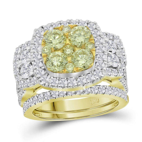 14kt Yellow Gold Women's Round Yellow Diamond Bridal Wedding Engagement Ring Band Set 3.00 Cttw - FREE Shipping (US/CAN)-Gold & Diamond Wedding Ring Sets-JadeMoghul Inc.