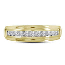 14kt Yellow Two-tone Gold Men's Round Channel-set Diamond Single Row Wedding Band 1/2 Cttw - FREE Shipping (US/CAN)-Gold & Diamond Wedding Jewelry-8-JadeMoghul Inc.