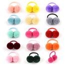 14pcs/lot 1.4" Small Solid Double Fur Ball With Elastic Rope Handmade Hair Band For Kids Girls Hair Accessories