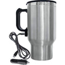 16-Ounce Stainless Steel Heated Travel Mug with 12-Volt Car Adapter-Storage Containers & Accessories-JadeMoghul Inc.