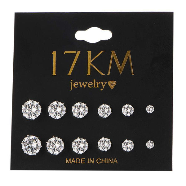 17KM Fashion 6 Pair/set Punk Accessories Crystal Stud Earrings Set For Women Round Flower Fashion Design Brincos Jewelry Bijoux-EJCS188-JadeMoghul Inc.